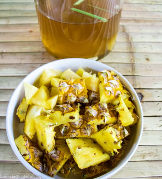 pineapple tepache brewing