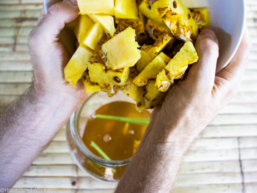 pineapple tepache brewing
