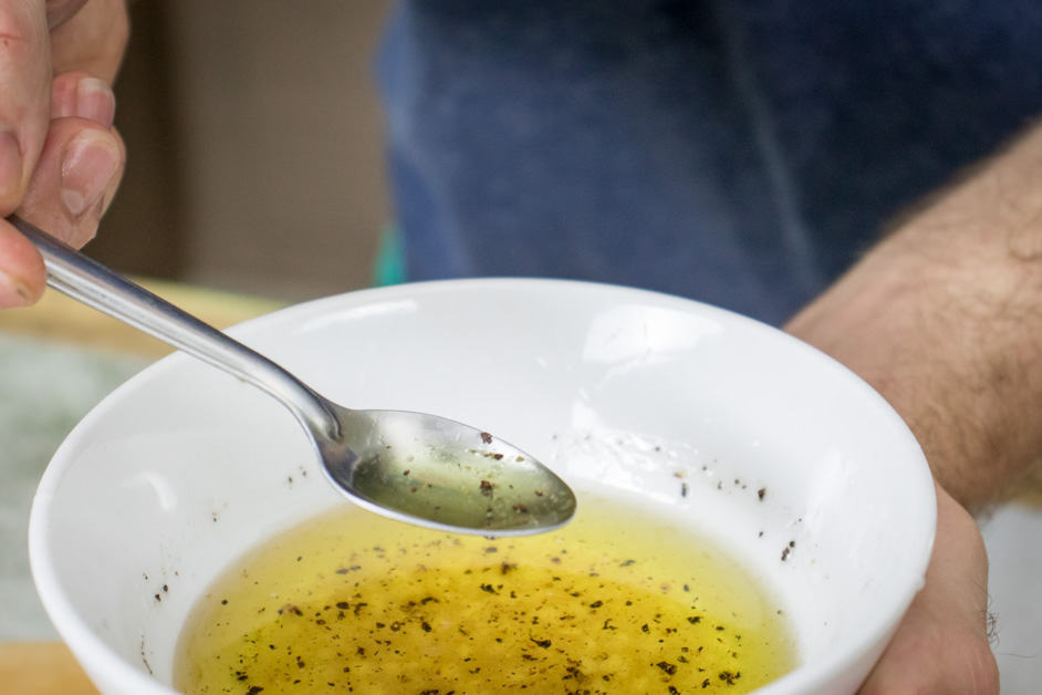 mixing the vinaigrette