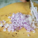 finely chopping red onion