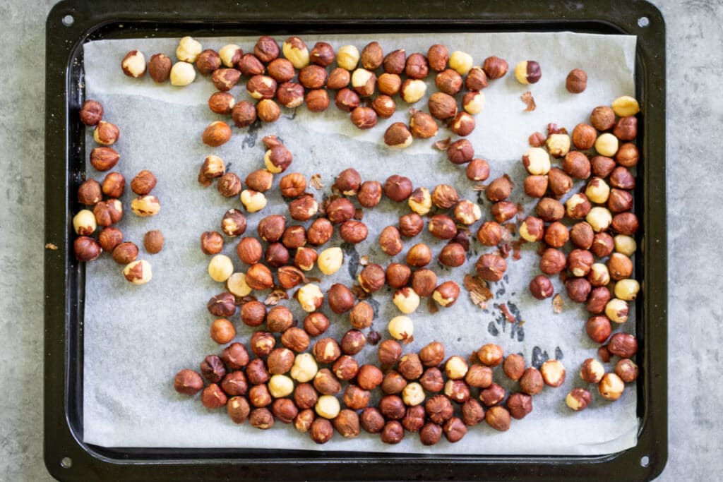 roasting-hazelnuts-on-a-tray