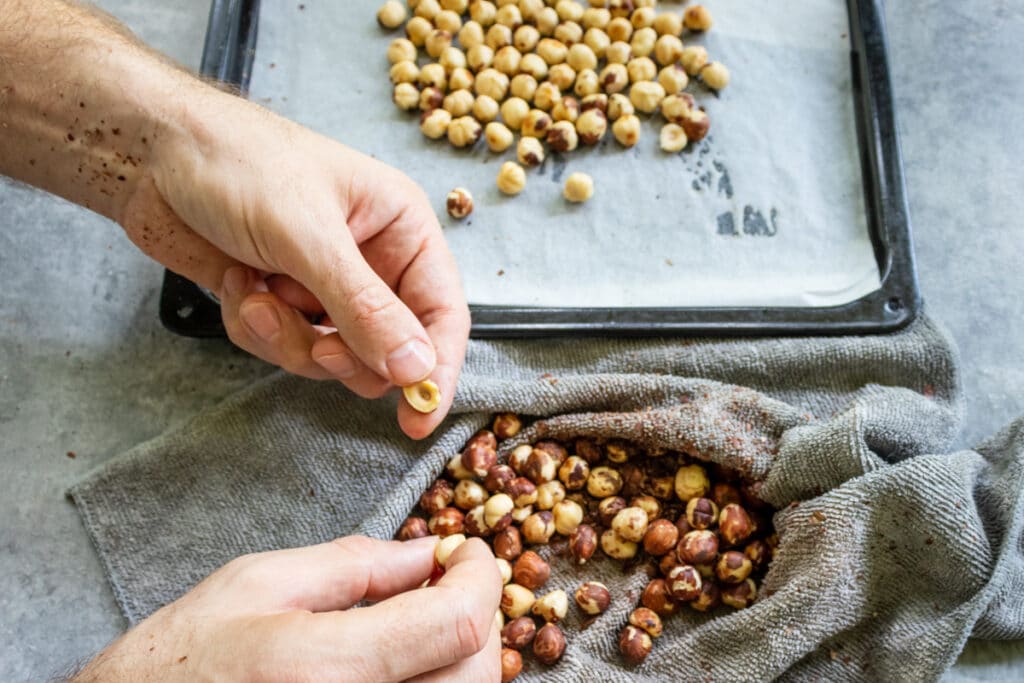 taking-skin-off-roast-hazelnuts