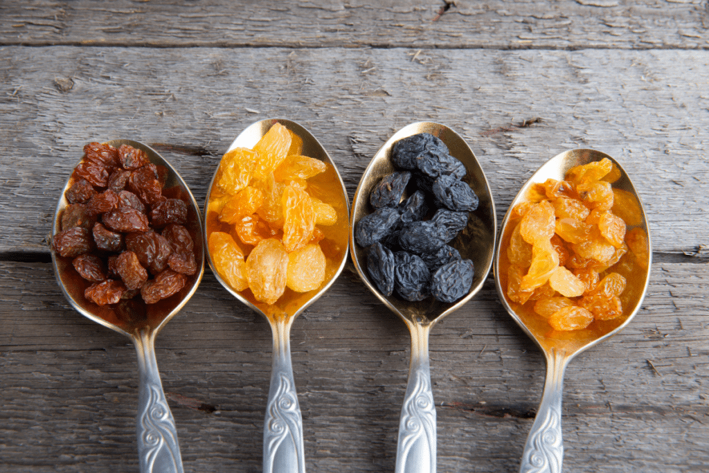 raisins-on-spoons-for-display